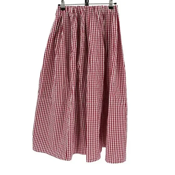 Faithfull 'Solinas' Red Cotton Gingham Midi Skirt Size 4
